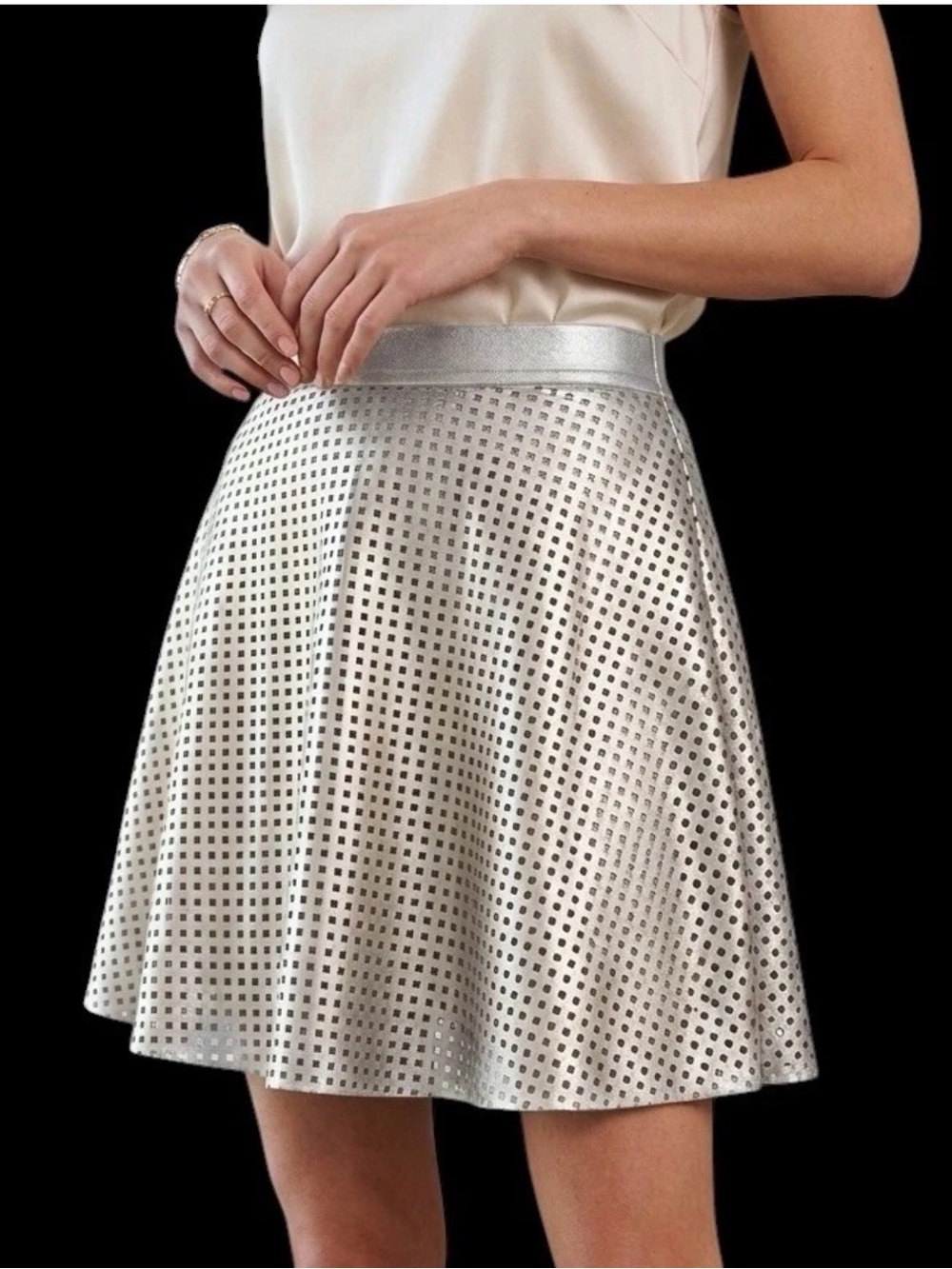 Gabriella Rocha Metallic Full Skater Skirt Medium